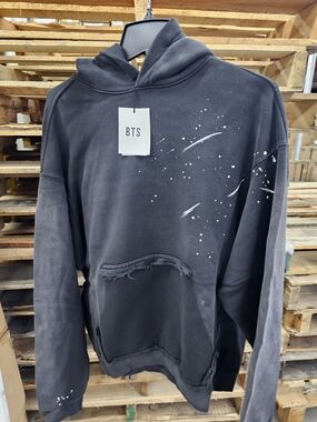 BTS Black Distressed Hoodie Sweatshirt